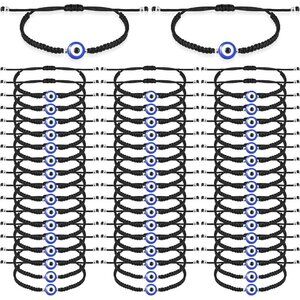 50pcs Evil Eye Bracelets Bulk Adjustable Lucky Protection String Jewelry